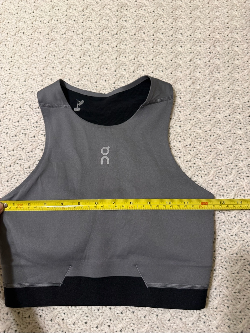 On Running Grey High-Neck Crop Sports Top with Black Hem XS - Picture 3 of 10